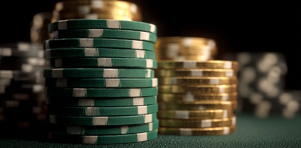 CrownGreen logo featuring stacked green and gold poker chips symbolizing wealth and high-stakes play
